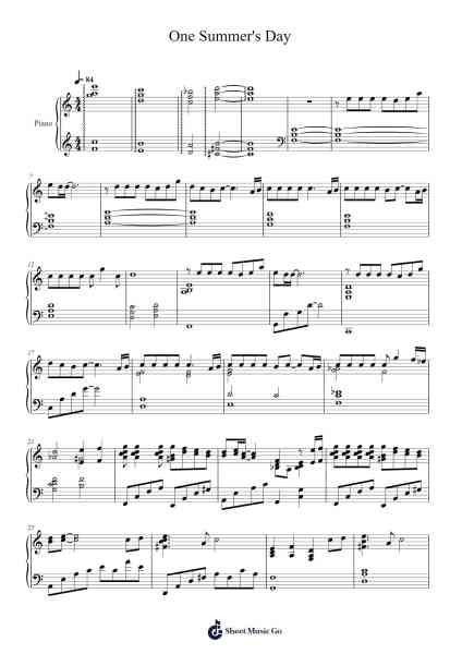 Spirited Away – One Summer's Day Sheet Music by Joe Hisaishi-Arr.Jobqe Childzy