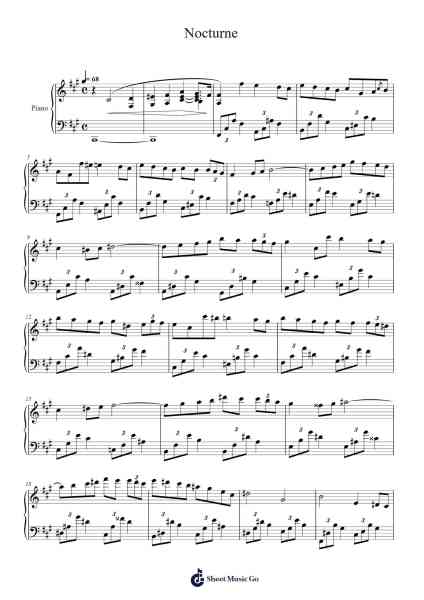 Nocturne No. 2 in F#m, Op. 48 Sheet Music by Frédéric Chopin-Arr.Popgram Migcky