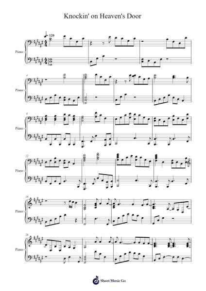 Knockin' on Heavens Door Sheet Music by Guns N' Roses-Arr.Swinale Reedria