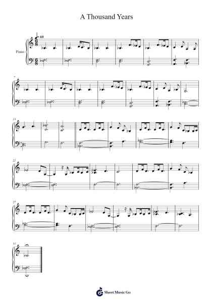 A Thousand Years Sheet Music by Christina Perri-Arr.Tifville