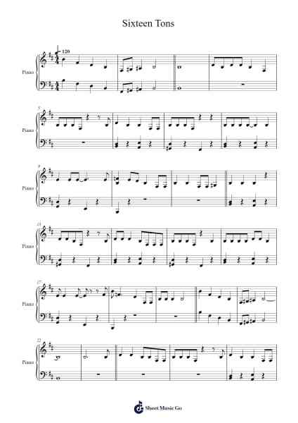 Sixteen Tons of Coal Sheet Music by Merle Travis-Arr.Faybaird