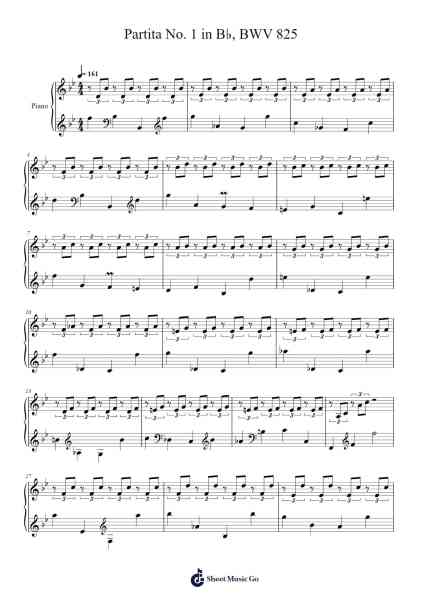 Gigue – Partita No. 1 in B♭, BWV 825 Sheet Music by Johann Sebastian Bach-Arr.Stilfey Fitznise