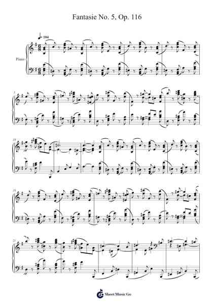 Intermezzo –Fantasie No. 5, Op. 116 Sheet Music by Johannes Brahms-Arr.Bartther Benxon