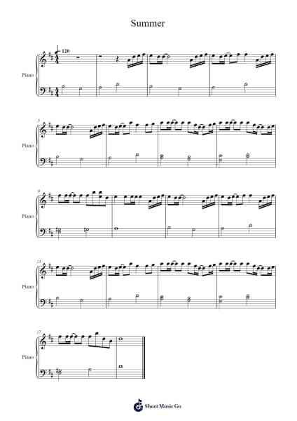 Kikujiro –Summer Sheet Music by Joe Hisaishi-Arr.Elboyce