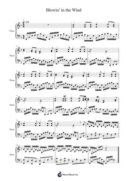 Blowin’ in the Wind Sheet Music by Bob Dylan-Arr.Odefred