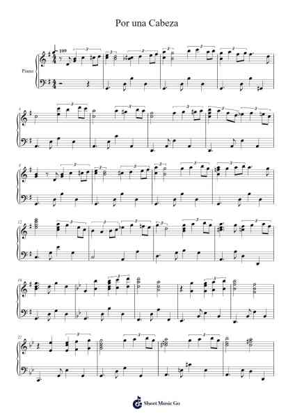 Por una Cabeza Sheet Music by Carlos Gardel-Arr.Bartcent Whitegreve