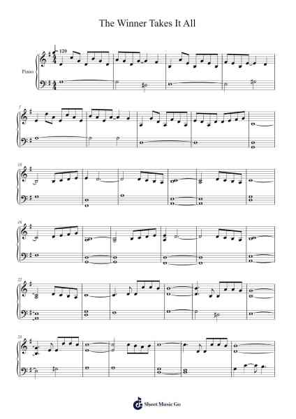 The Winner Takes It All Sheet Music by ABBA-Arr.Lytckey Comnel