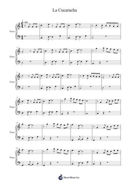La Cucaracha Sheet Music by Traditional-Arr.Dwightlind