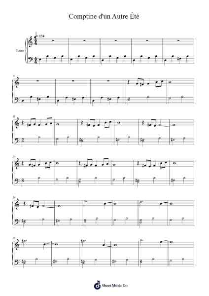 Comptine d'un Autre Été Sheet Music by Yann Tiersen-Arr.Priestnee Diermens