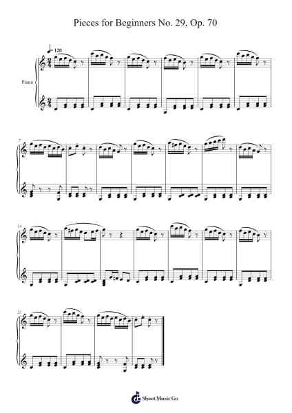 Pieces for Beginners No. 29, Op. 70 Sheet Music by Johann Hermann Berens-Arr.Bloorgrace Springa