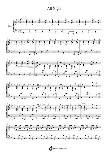 All Night Sheet Music by Parov Stelar-Arr.Lizly Hojo