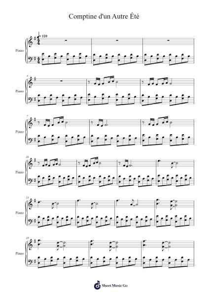 Comptine d'un Autre Été Sheet Music by Yann Tiersen-Arr.Yulegus