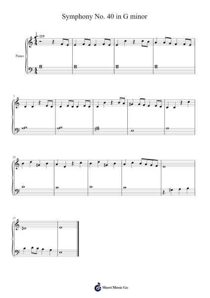 Molto allegro – Symphony No. 40 in Gm Sheet Music by Wolfgang Amadeus Mozart-Arr.Yorktie Phisopp