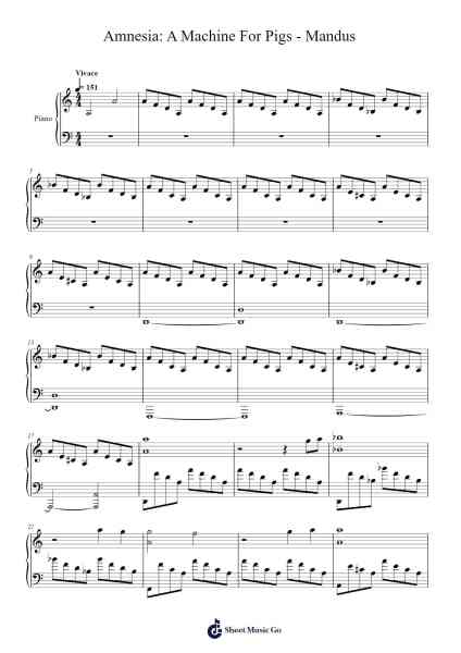 Amnesia: A Machine For Pigs - Mandus Sheet Music by Jessica Curry-Arr.Kepnia Lilbohm