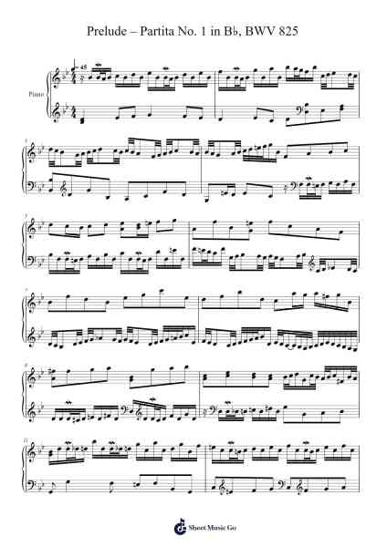 Prelude – Partita No. 1 in B♭, BWV 825 Sheet Music by Johann Sebastian Bach-Arr.Frannence Harstowe