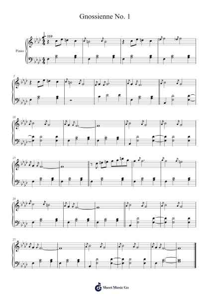 Gnossienne No. 1 Sheet Music by Erik Satie-Arr.Joejosh Demptout