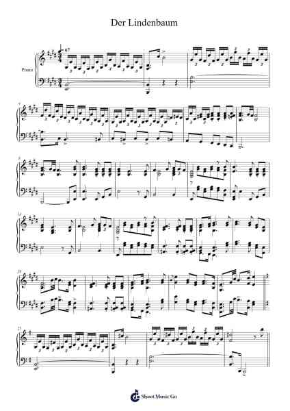 Der Lindenbaum – Winterreise Sheet Music by Franz Schubert-Arr.Viten Sun