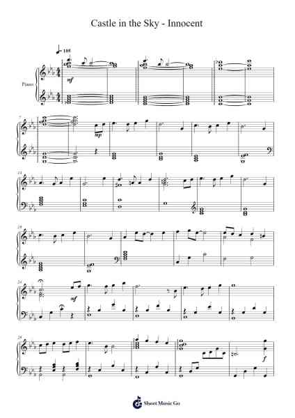 Castle in the Sky - Innocent Sheet Music by Joe Hisaishi-Arr.Junechad