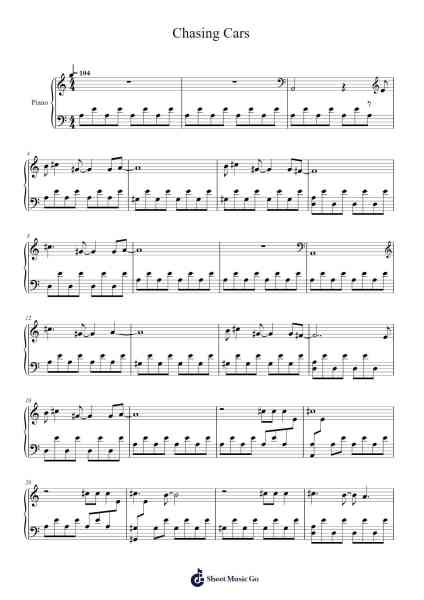 Chasing Cars Sheet Music by Snow Patrol-Arr.Cisbrian Jestier