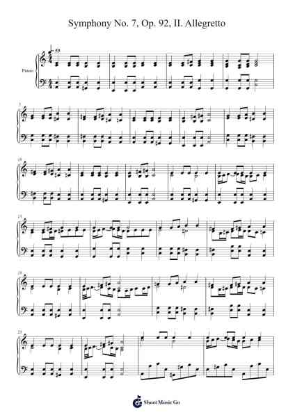 II. Allegretto – Symphony No. 7, Op. 92 Sheet Music by Ludwig van Beethoven-Arr.Werfith