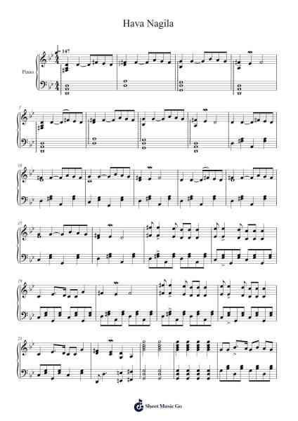 Hava Nagila Sheet Music by Abraham Zvi Idelsohn-Arr.Garfer Adexe