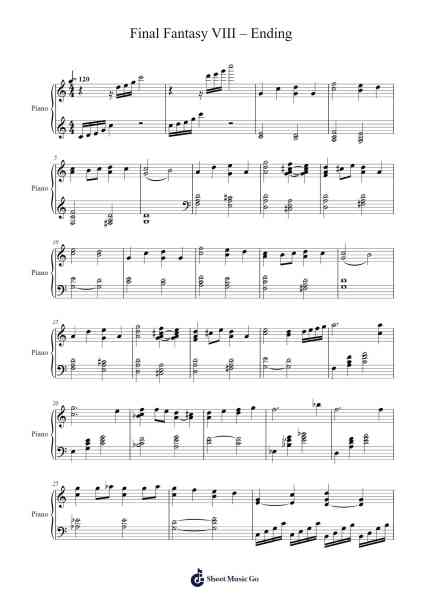 Final Fantasy VIII – Ending Sheet Music by Nobuo Uematsu-Arr.Phoelen
