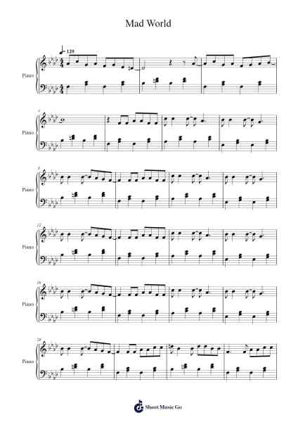 Mad World Sheet Music by Gary Jules-Arr.Hoywoolf Lindses