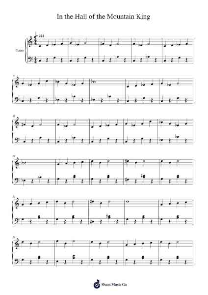 In the Hall of the Mountain King - Peer Gynt Suite Sheet Music by Edvard Grieg-Arr.Huxdia
