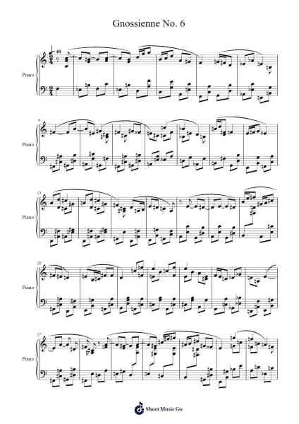 Gnossienne No. 6 Sheet Music by Erik Satie-Arr.Bartcent Whitegreve