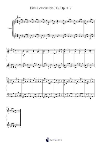 Clappermill – First Lessons No. 33, Op. 117 Sheet Music by Cornelius Gurlitt-Arr.Daitrid Piersliam