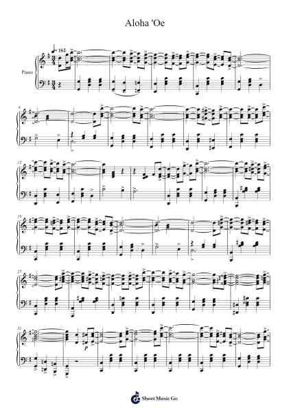 Aloha'Oe Partitura de Queen Lili'uokalani-Arr.Thomgreg