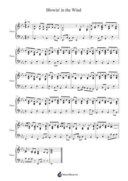 Blowin’ in the Wind Sheet Music by Bob Dylan-Arr.Brosaul