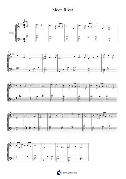 Breakfast at Tiffany's - Moon River Sheet Music by Henry Mancini-Arr.Hartkeats