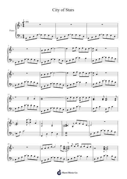 La La Land – City of Stars Sheet Music by Justin Hurwitz-Arr.Duttcash Cornie