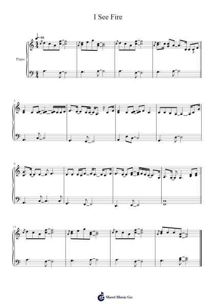 I See Fire Sheet Music by Ed Sheeran-Arr.Stilhan Dalter
