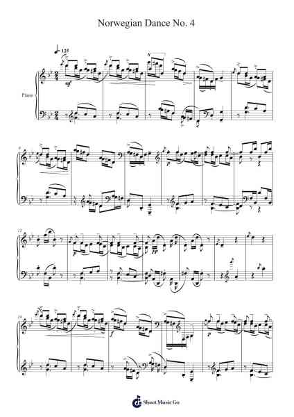 Norwegian Dance No. 4 Lyric Pieces Book II Op. 38 Sheet Music by Edvard Grieg-Arr.Ranphia Boydle
