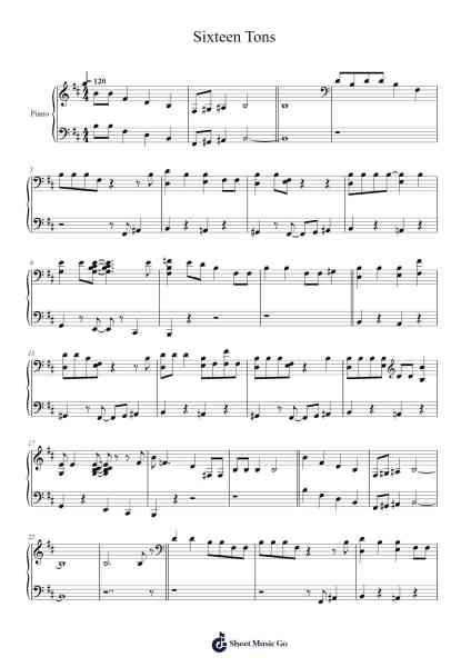 Sixteen Tons of Coal Sheet Music by Merle Travis-Arr.Saqy