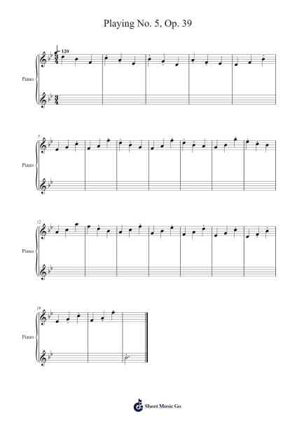 Playing No. 5, Op. 39 Sheet Music by Dmitry Kabalevsky-Arr.Bloombach