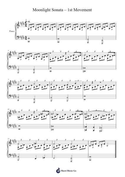 Moonlight Sonata – 1st Movement Musica per pianoforte di Ludwig van Beethoven - Arr.Rusmike Hudje
