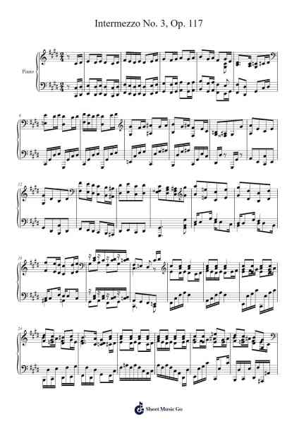 Intermezzo No. 3, Op. 117 Sheet Music by Johannes Brahms-Arr.Sanprice