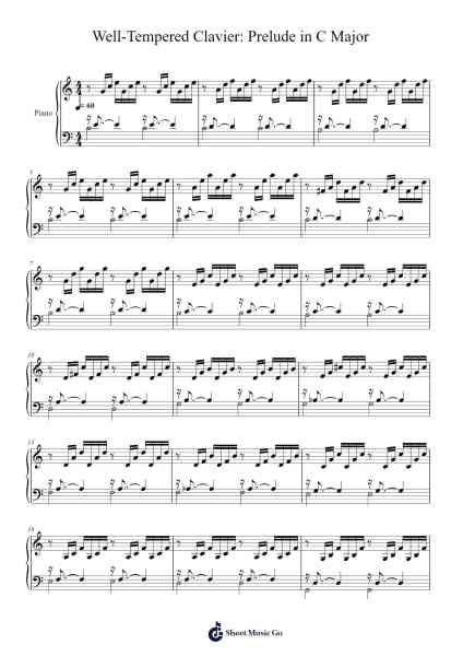 Bach's Well-Tempered Clavier: Prelude in C Major Sheet Music by Johann Sebastian Bach-Arr.Blyxine Cojane