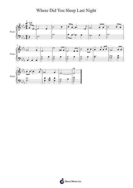 Where Did You Sleep Last Night Sheet Music by Nirvana-Arr.Giswolf
