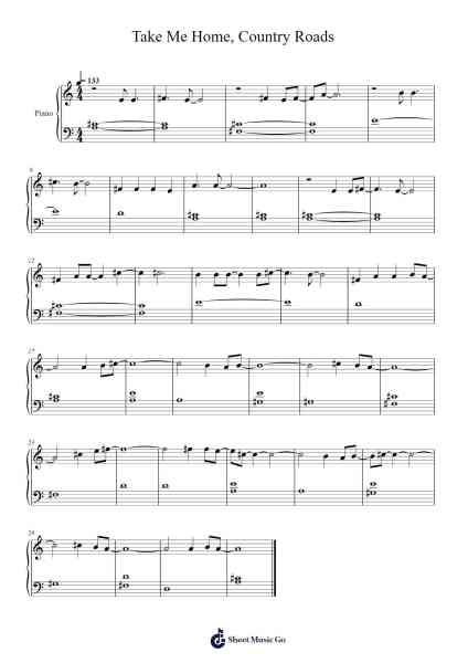 Take Me Home, Country Roads Sheet Music by John Denver-Arr.Bercob