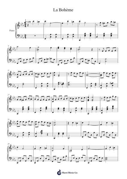 La Bohème Sheet Music by Charles Aznavour-Arr.Gemten Churhy