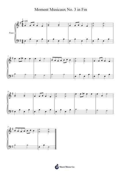 Moment Musicaux No. 3 in Fm Sheet Music by Franz Schubert-Arr.Croftlitt