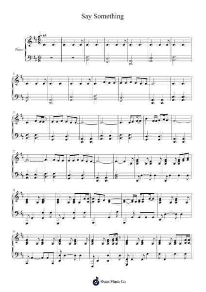 Say Something Partitura de A Great Big World-Arr.Pistal