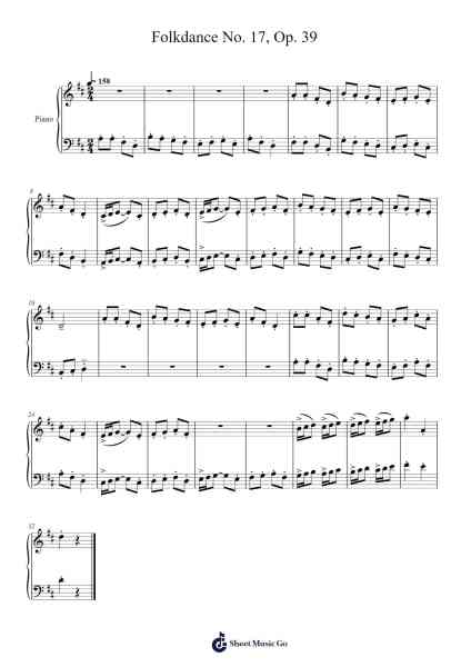 Folkdance No. 17, Op. 39 Partitura de Dmitry Kabalevsky-Arr.Lowell