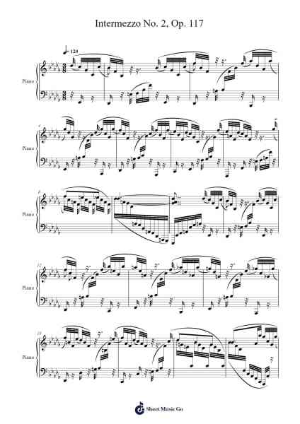 Intermezzo No. 2, Op. 117 Sheet Music by Johannes Brahms-Arr.Sufe Hodnions