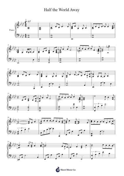 Half the World Away Partitura de Oasis-Arr.Rusget Garckle