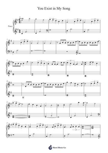 You Exist in My Song Sheet Music by Wanting Qu-Arr.Drewlot